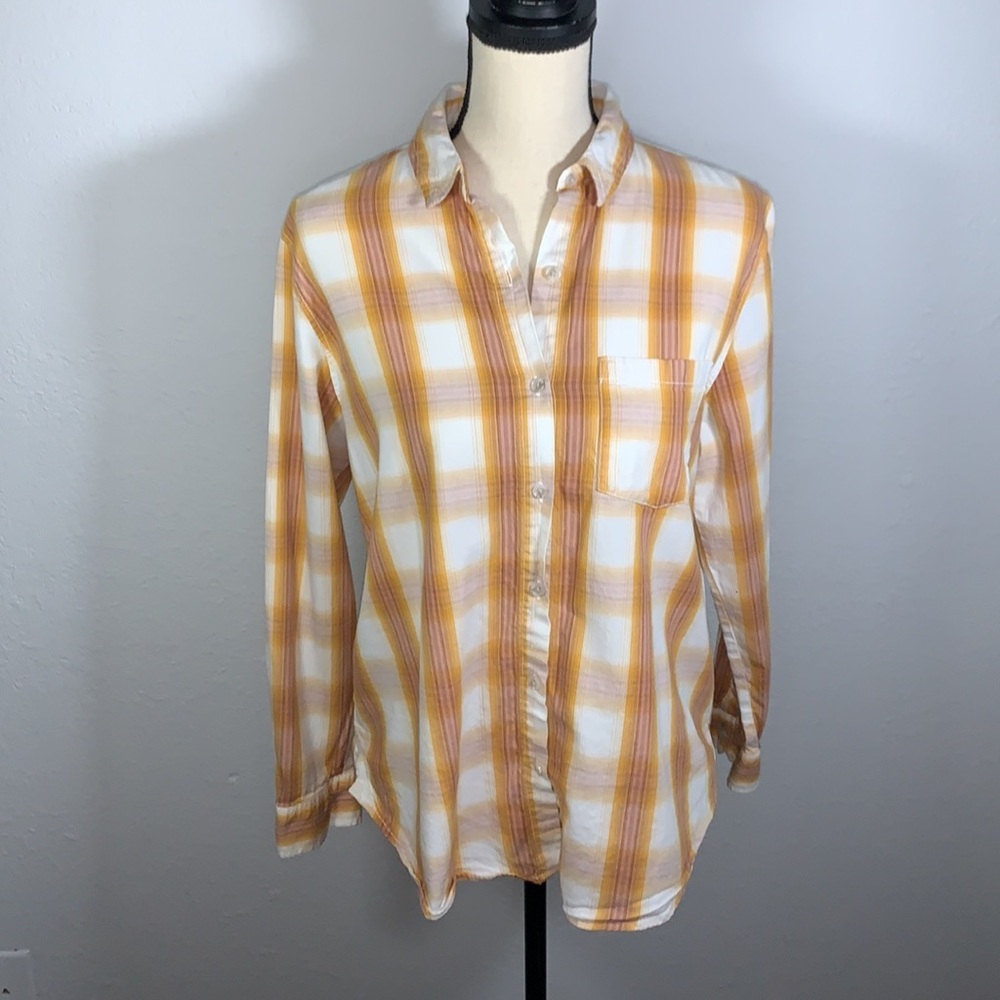 Universal Thread Button Down Yellow White Plaid S… - image 3